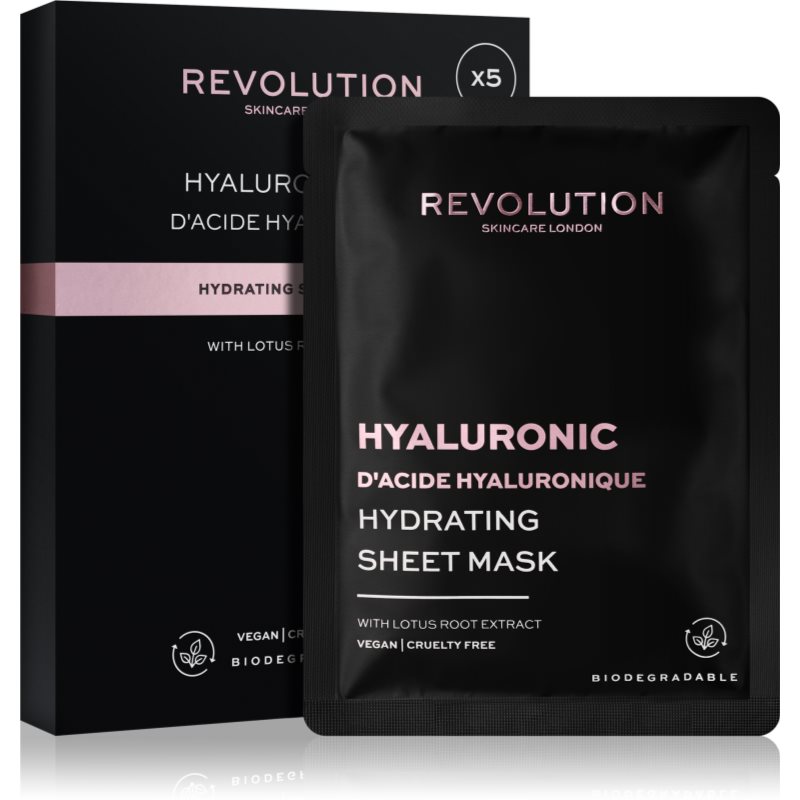 Revolution Skincare Hyaluronic Acid sada plátýnkových masek pro intenzivní hydrataci 5 ks - parfo.cz