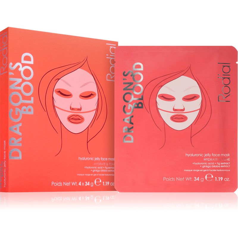 Rodial Dragon's Blood Hydrogel Jelly Face Mask intenzivní hydrogelová maska 4x34 g - parfo.cz