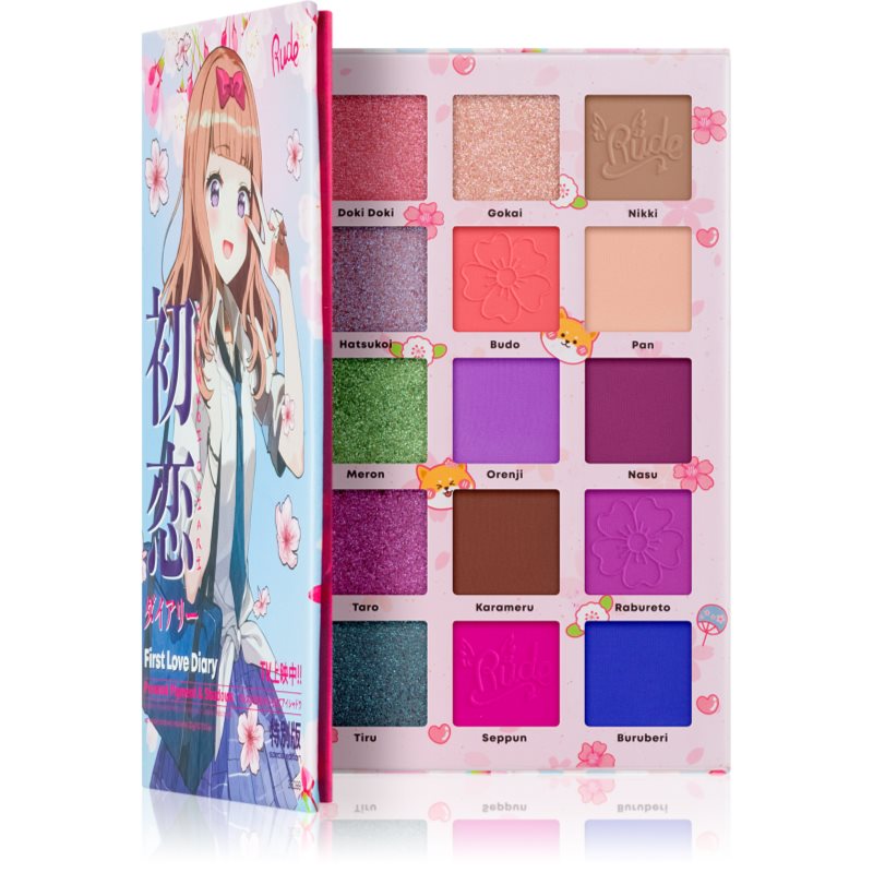 Rude Cosmetics Manga Collection Pigments & Shadows Palette paletka očních stínů odstín First Love Diary 22 g - parfo.cz