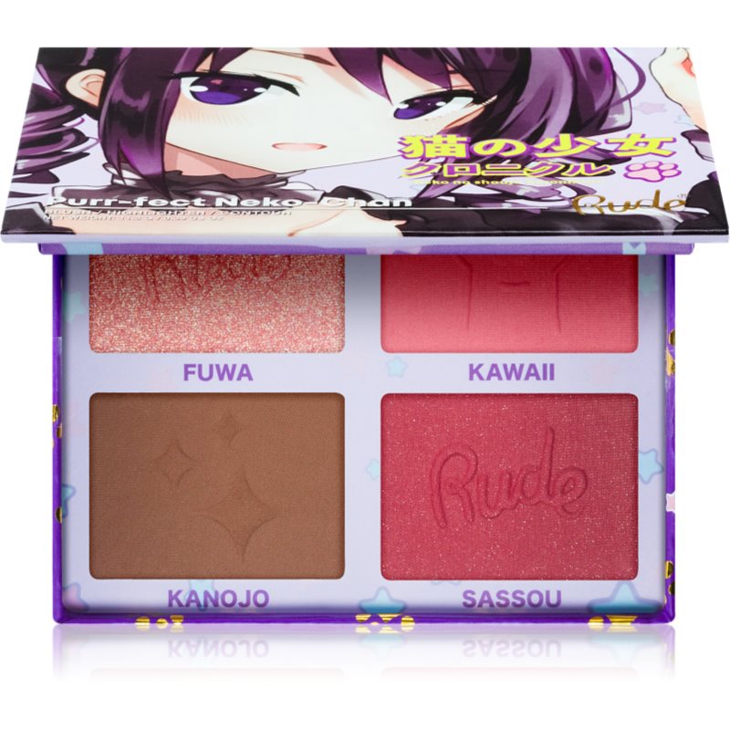 Rude Cosmetics Manga Face Palette multifunkční paleta na obličej odstín Purr-fect Neko-Chan 11.2 g - parfo.cz