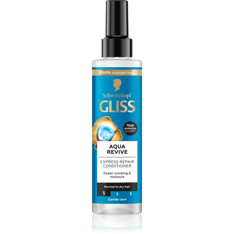 Schwarzkopf Gliss Aqua Revive bezoplachový kondicionér ve spreji pro normální až suché vlasy 200 ml - parfo.cz