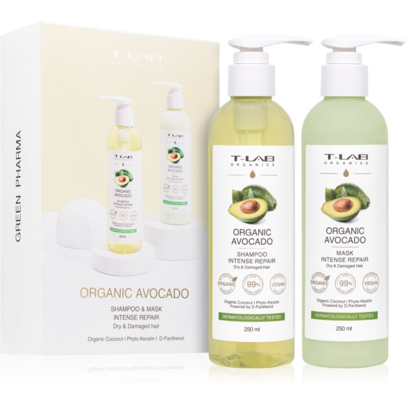 T-LAB Organics Organic Avocado Set dárková sada pro suché a poškozené vlasy - parfo.cz