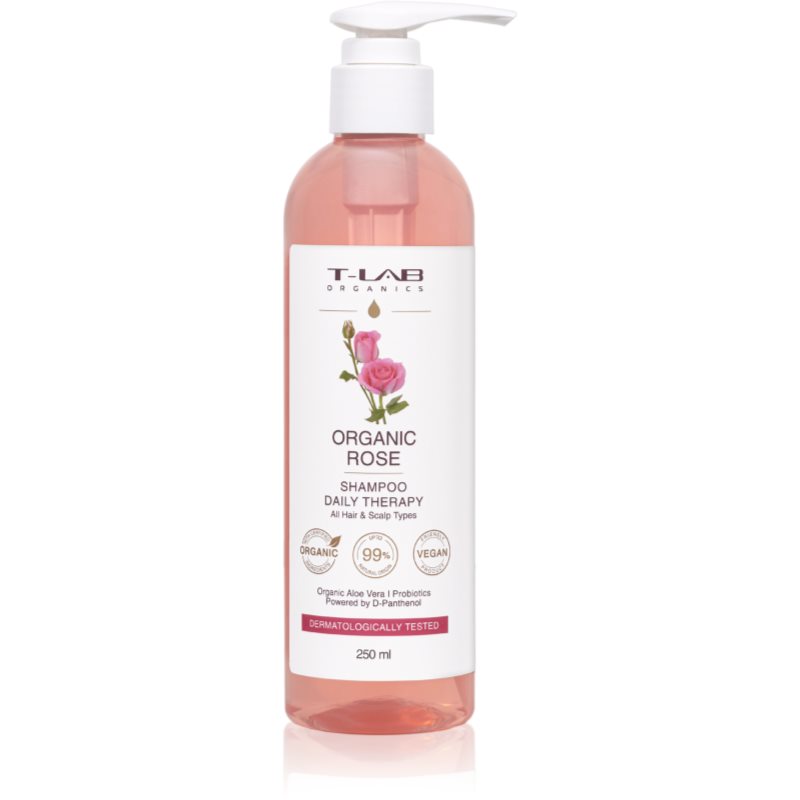 T-LAB Organics Organic Rose Daily Therapy Shampoo zklidňující šampon pro všechny typy vlasů 250 ml - parfo.cz