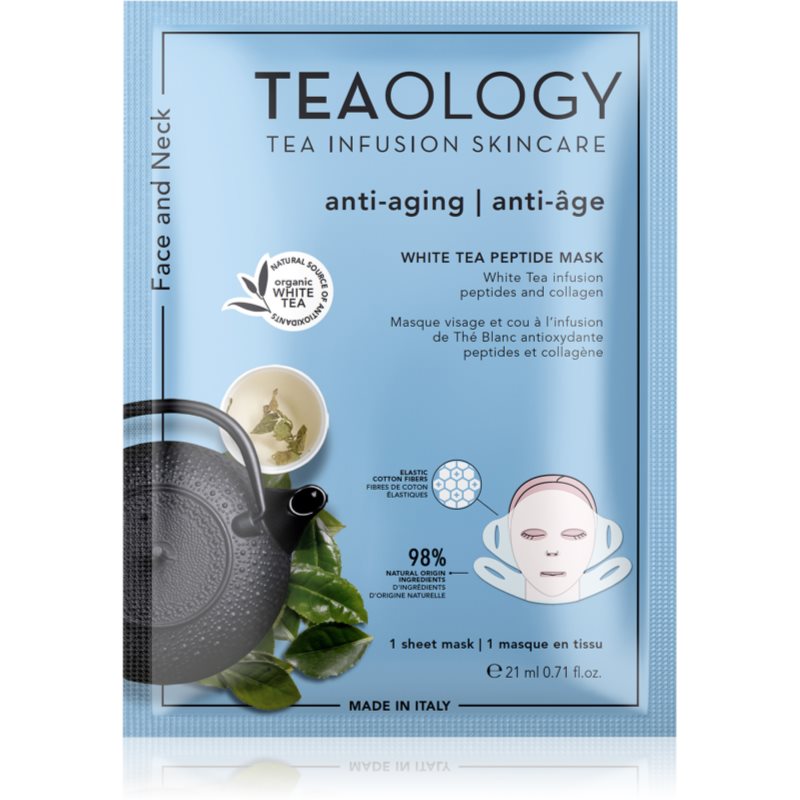 Teaology White Tea Peptide Mask plátýnková maska pro intenzivní vypnutí a rozjasnění pleti 21 ml - parfo.cz