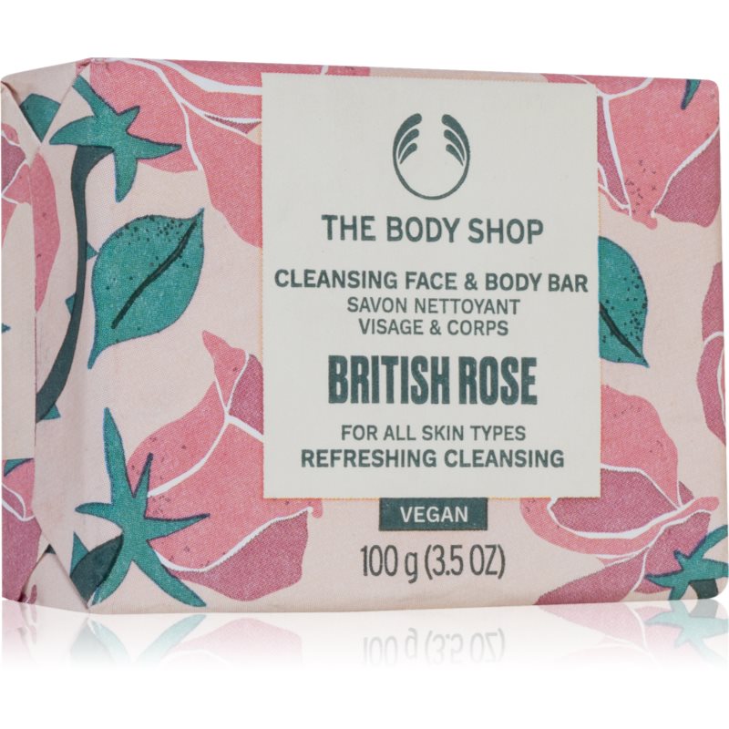 The Body Shop British Rose Cleansing Bar tuhé mýdlo na tělo a obličej 100 g - parfo.cz