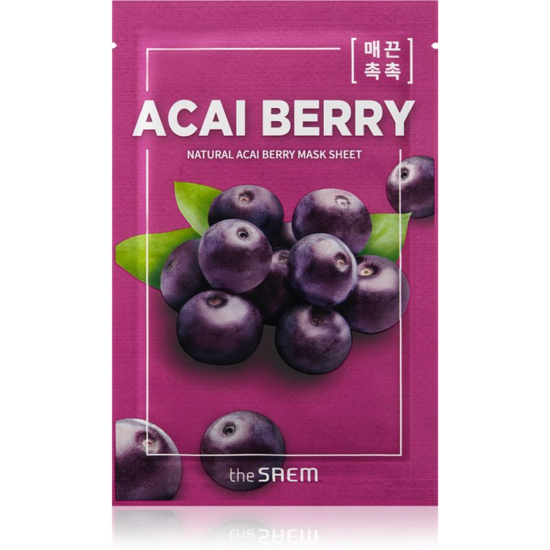 The Saem Natural Mask Sheet Acai Berry plátýnková maska pro rozjasnění a vitalitu pleti 21 ml - parfo.cz