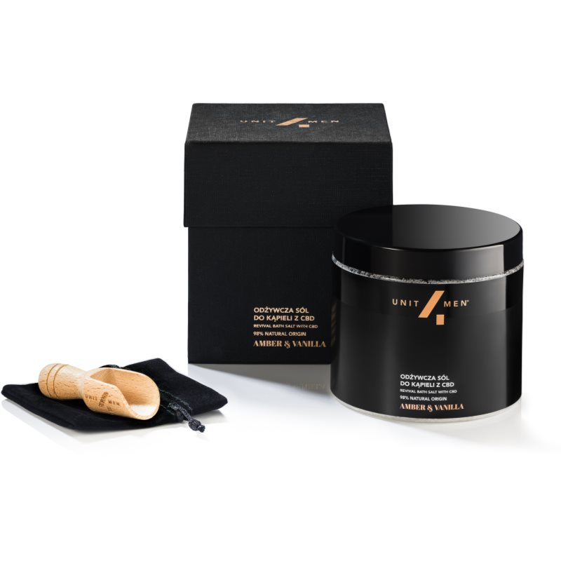 Unit4Men Bath Set Amber & Vanilla koupelová sůl s konopným olejem 700 g - parfo.cz