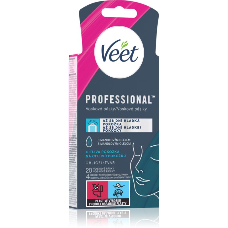 Veet Professional studené voskové pásky na obličej pro citlivou pokožku 20 ks - parfo.cz