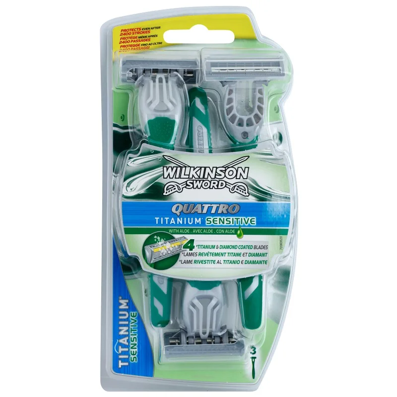 Wilkinson Sword Quattro Titanium Sensitive jednorázová holítka 3 Ks 3 ks - parfo.cz