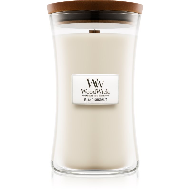 Woodwick Island Coconut vonná svíčka s dřevěným knotem 609.5 g - parfo.cz