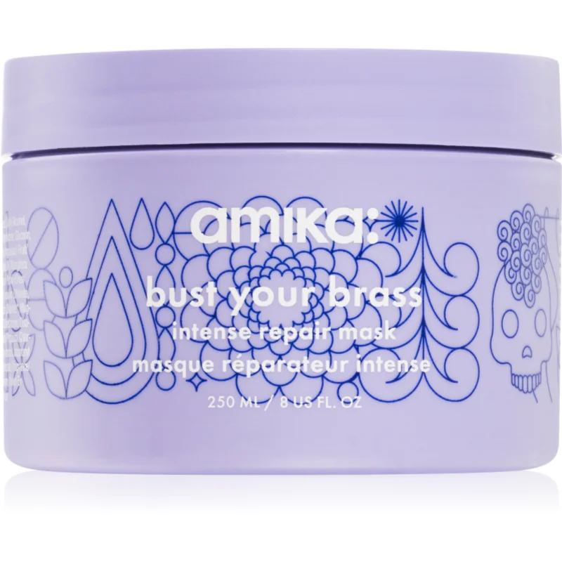 amika Bust Your Brass Cool Blonde intenzivní regenerační maska pro blond a šedivé vlasy 250 ml - parfo.cz