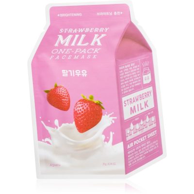 A’pieu One-Pack Milk Mask Strawberry rozjasňující plátýnková maska 21 g - parfo.cz