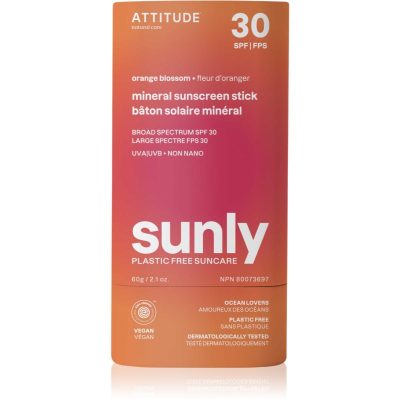 Attitude Sunly Sunscreen Stick minerální krém na opalování v tyčince SPF 30 Orange Blossom 60 g - parfo.cz