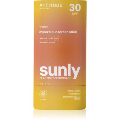 Attitude Sunly Sunscreen Stick minerální krém na opalování v tyčince SPF 30 Tropical 60 g - parfo.cz