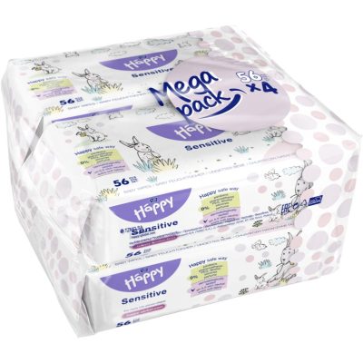 BELLA Baby Happy Sensitive vlhčené čisticí ubrousky pro děti 4x56 ks - parfo.cz