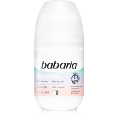 Babaria Deodorant Invisible antiperspirant roll-on proti bílým a žlutým skvrnám 50 ml - parfo.cz