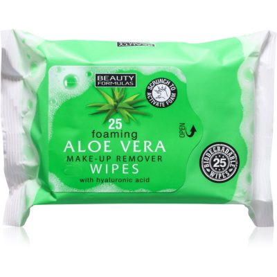 Beauty Formulas Aloe Vera vlhčené čisticí ubrousky s kyselinou hyaluronovou 25 ks - parfo.cz