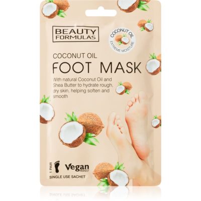 Beauty Formulas Coconut Oil hydratační a vyživující maska na nohy 1 ks - parfo.cz