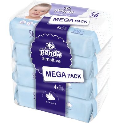 Bella Baby Happy Panda Sensitive vlhčené ubrousky pro děti 4x56 ks - parfo.cz