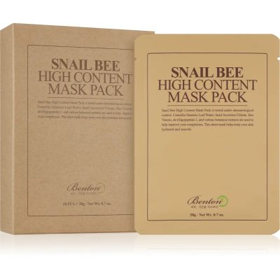 Benton Snail Bee plátýnková maska pro kompletní péči s hlemýždím extraktem 10 × 20 g - parfo.cz