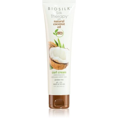Biosilk Silk Therapy Natural Coconut Oil krém na vlasy pro vlnité a kudrnaté vlasy 148 ml - parfo.cz