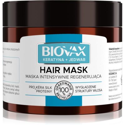 Biovax Keratin & Silk regenerační maska pro hrubé vlasy 250 ml - parfo.cz