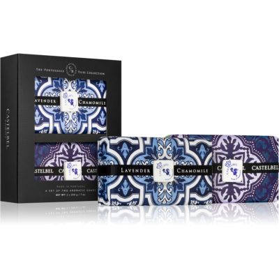 Castelbel Tile Lavender & Chamomile + Rhubarb & Cassis tuhé mýdlo dárková sada 2x200 g - parfo.cz