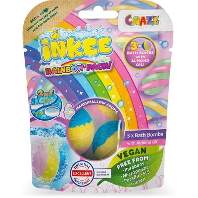 Craze INKEE Rainbow Multipack šumivé koule do koupele s mandlovým olejem 3 ks - parfo.cz