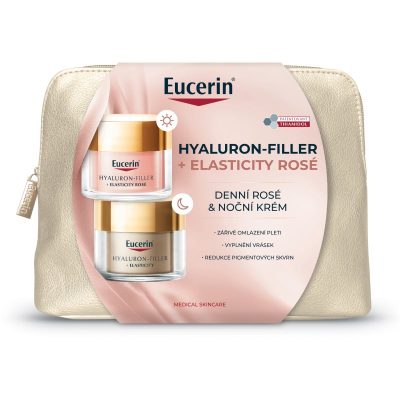 Eucerin Hyaluron-Filler + Elasticity Rosé vánoční dárková sada vyplňující vrásky 2x50 ml - parfo.cz