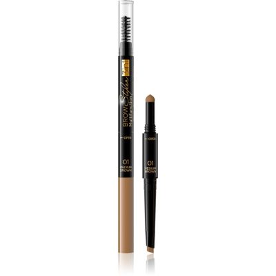 Eveline Cosmetics Brow Styler precizní tužka na obočí 3 v 1 odstín 01 Medium Brown 1