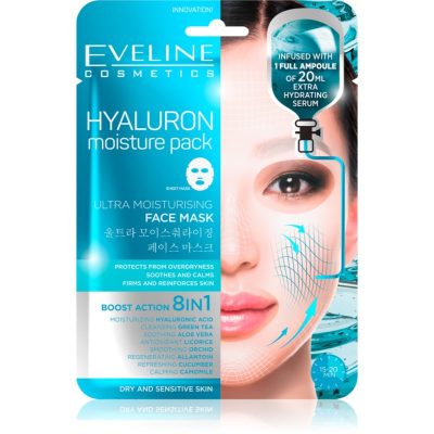 Eveline Cosmetics Hyaluron Moisture Pack super hydratační zklidňující textilní maska 1 ks - parfo.cz