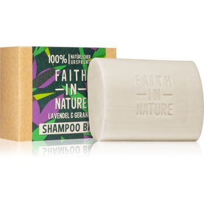 Faith In Nature Lavender & Geranium organický tuhý šampon s levandulí 85 g - parfo.cz