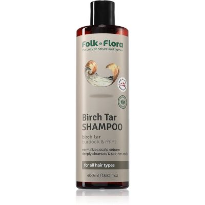 Folk & Flora Birch Tar hluboce čisticí šampon pro suchou a svědící pokožku 400 ml - parfo.cz