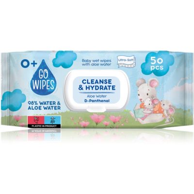 GoWipes Cleanse & Hydrate dětské jemné vlhčené ubrousky pro citlivou pokožku aloe vera 0+ 50 ks - parfo.cz