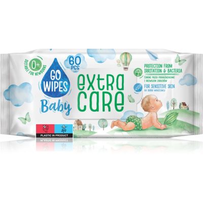 GoWipes Extra Care vlhčené čisticí ubrousky pro děti pro citlivou pokožku 0+ 60 ks - parfo.cz