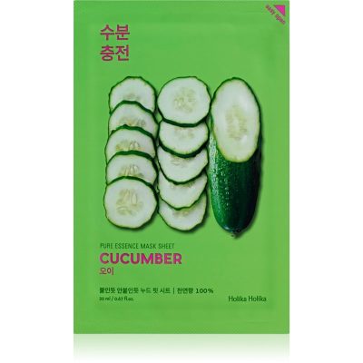 Holika Holika Pure Essence Cucumber plátýnková maska se zklidňujícím účinkem pro citlivou pleť se sklonem ke zčervenání 23 ml - parfo.cz