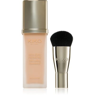 KIKO Milano Holiday Première 24h Lasting Foundation voděodolný tekutý make-up se štětcem odstín 02 Beige 28 ml - parfo.cz