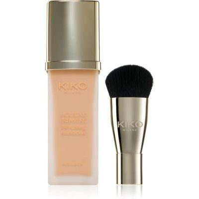 KIKO Milano Holiday Première 24h Lasting Foundation voděodolný tekutý make-up se štětcem odstín 05 Almond 28 ml - parfo.cz