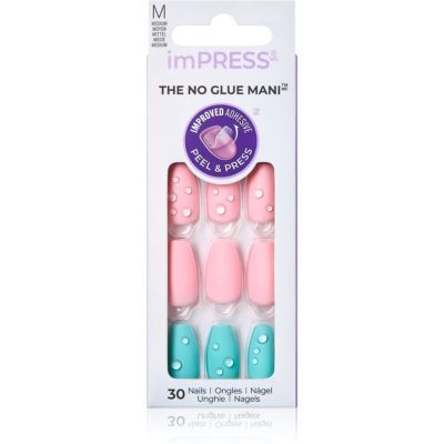 KISS imPRESS The No Glue Mani Medium umělé nehty Dew Drop 30 ks - parfo.cz