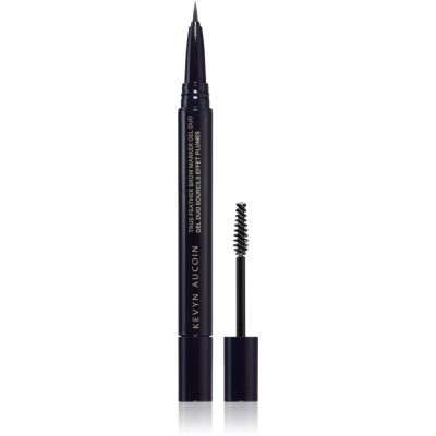 Kevyn Aucoin True Feather Brow Marker Gel Duo fix na obočí s kartáčkem odstín Dark Brunette 0