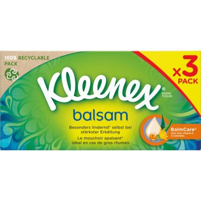 Kleenex Balsam Triple Box papírové kapesníky 3x64 ks - parfo.cz