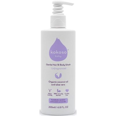 Kokoso Baby Kids mycí gel na tělo a vlasy bez parfemace pro děti 200 ml - parfo.cz