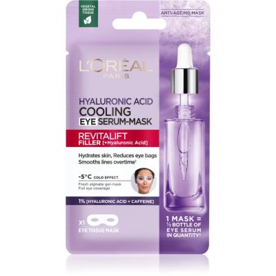 L’Oréal Paris Revitalift Filler plátýnková maska s rozjasňujícím a hydratačním účinkem na oči 11 g - parfo.cz