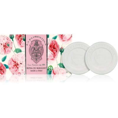La Florentina Rose of May Sculpted Soap přírodní tuhé mýdlo s vůní růží 2x115 g - parfo.cz