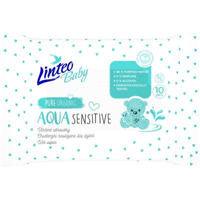 Linteo Baby Aqua Sensitive dětské jemné vlhčené ubrousky 10 ks - parfo.cz