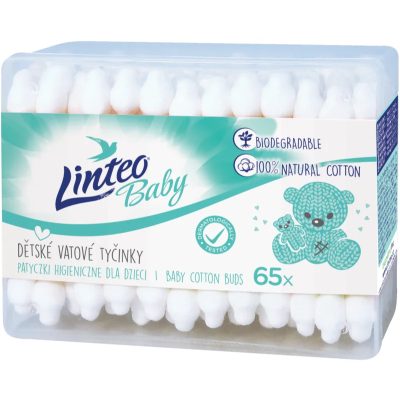 Linteo Baby vatové tyčinky pro děti 65 ks - parfo.cz