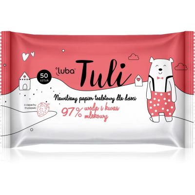 Luba Tuli Lactic acid vlhčený toaletní papír s kyselinou mléčnou pro děti Strawberry 50 ks - parfo.cz