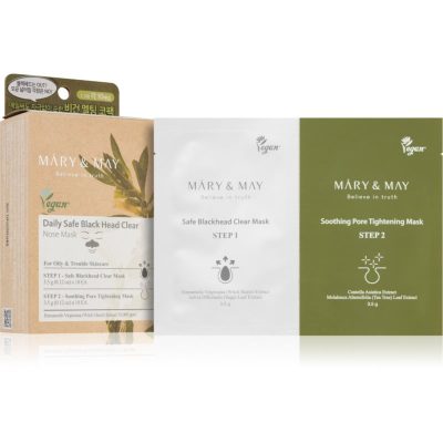 MARY & MAY Daily Safe Black Head Clear Nose Mask čisticí náplast na zanešené póry na nose pro dvoufázové ošetření pleti 2x10 ks - parfo.cz