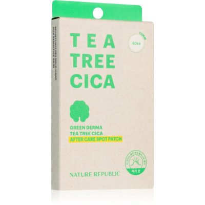 NATURE REPUBLIC Green Derma Tea Tree Cica After Care Spot Patch lokální péče pro pleť vysušenou a podrážděnou léčbou akné 60 ks - parfo.cz