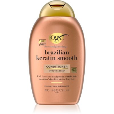 OGX Brazilian Keratin Smooth uhlazující kondicionér pro lesk a hebkost vlasů 385 ml - parfo.cz